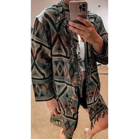 northwestern style Jackets & Blazers - Vintage Aztec Southwestern Jacket Cotton Medium